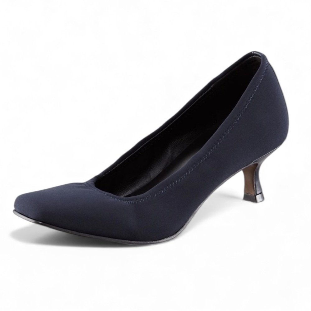 Donald J Pliner SIENA Elastic Crepe Kitten Heel Pumps In Navy Size 7N